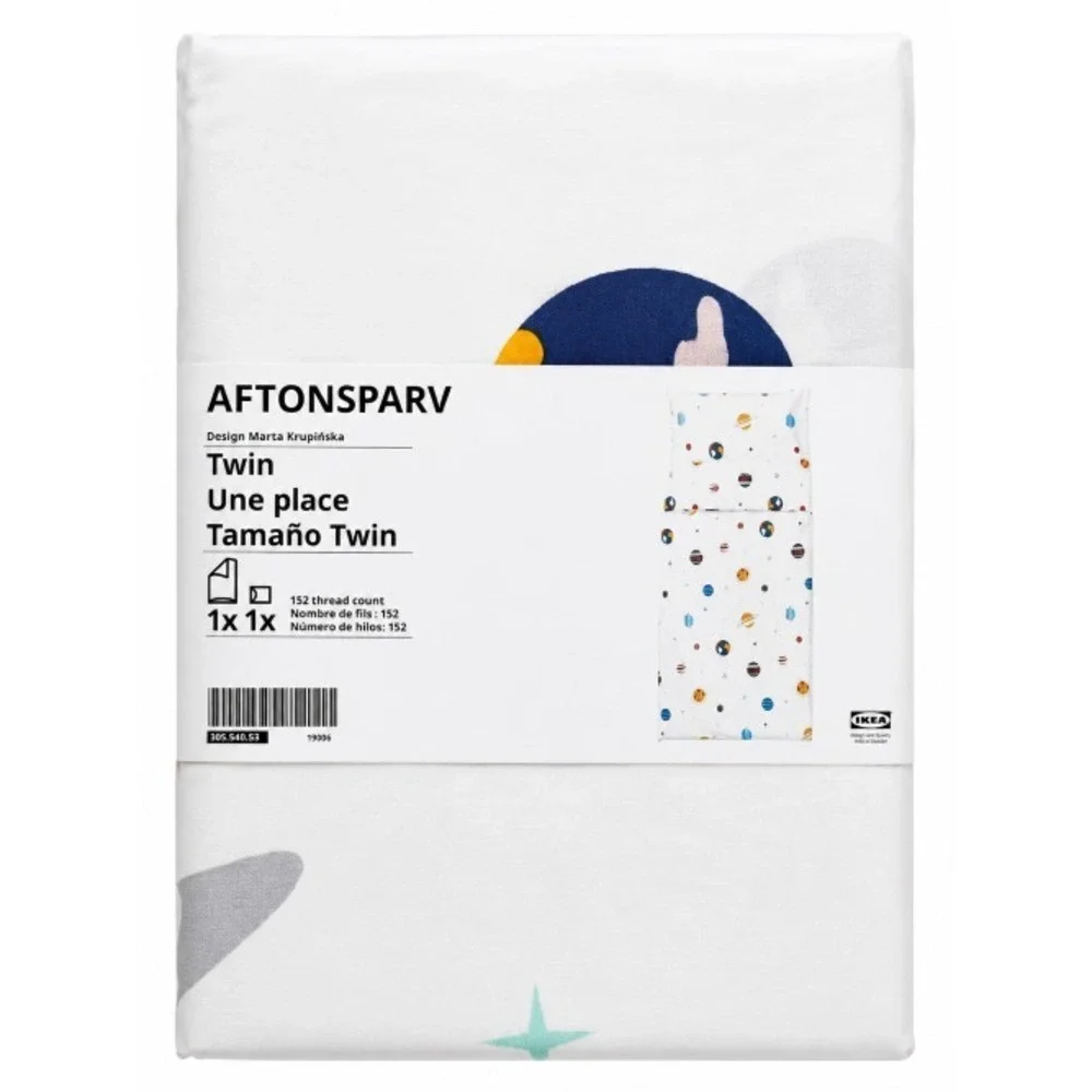 IKEA AFTONSPARV Twin Space Duvet Cover + Queen Pillowcase – Colorful Planets